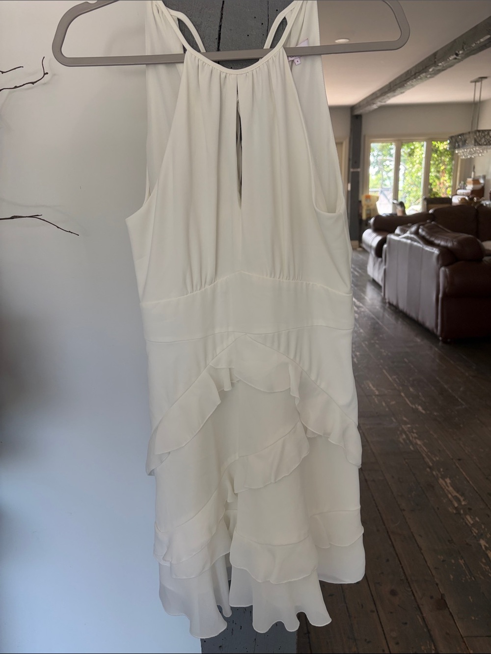 Ivory Ruffle Halter Dress BY PARKER